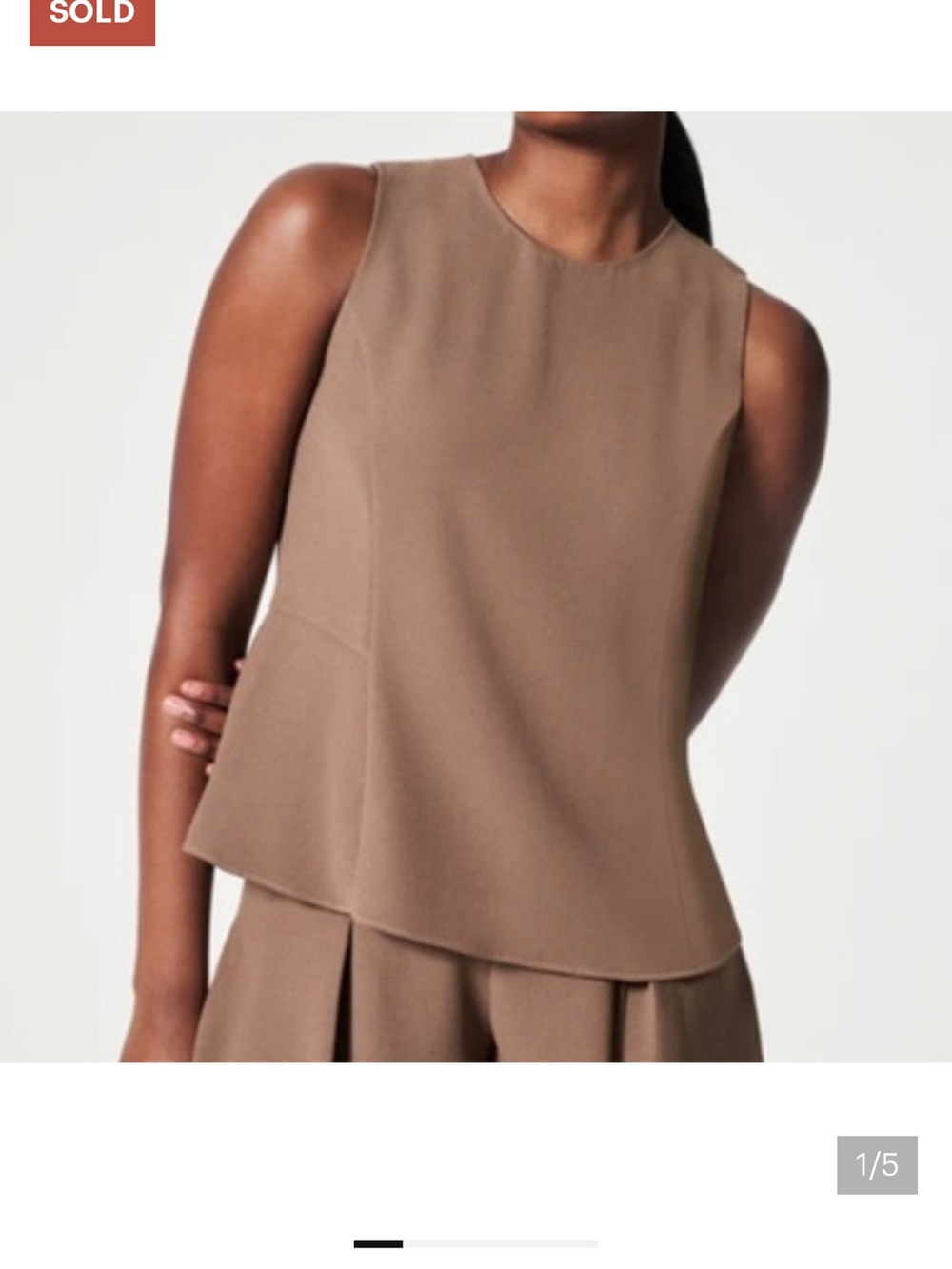 SPANX Sleeveless Asymmetric Peplum Camisole in Taupe Brown